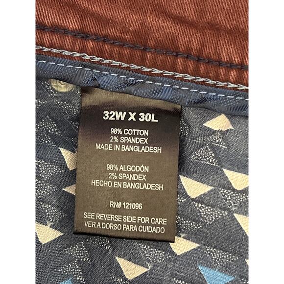 English Laundry Jeans Men 32x30 Dark Red Straight Leg Stretch Denim - Picture 6 of 10